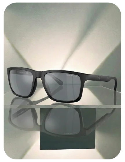 Emporio Armani de sol de pasta negra rectangular con lente espejada