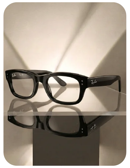 Ray-Ban de vista de pasta negra rectangular con remaches