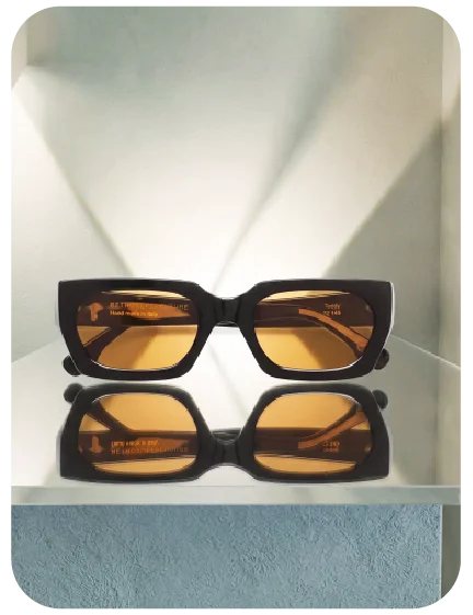 RSF de sol rectangular de acetato marrón oscuro con lente naranja